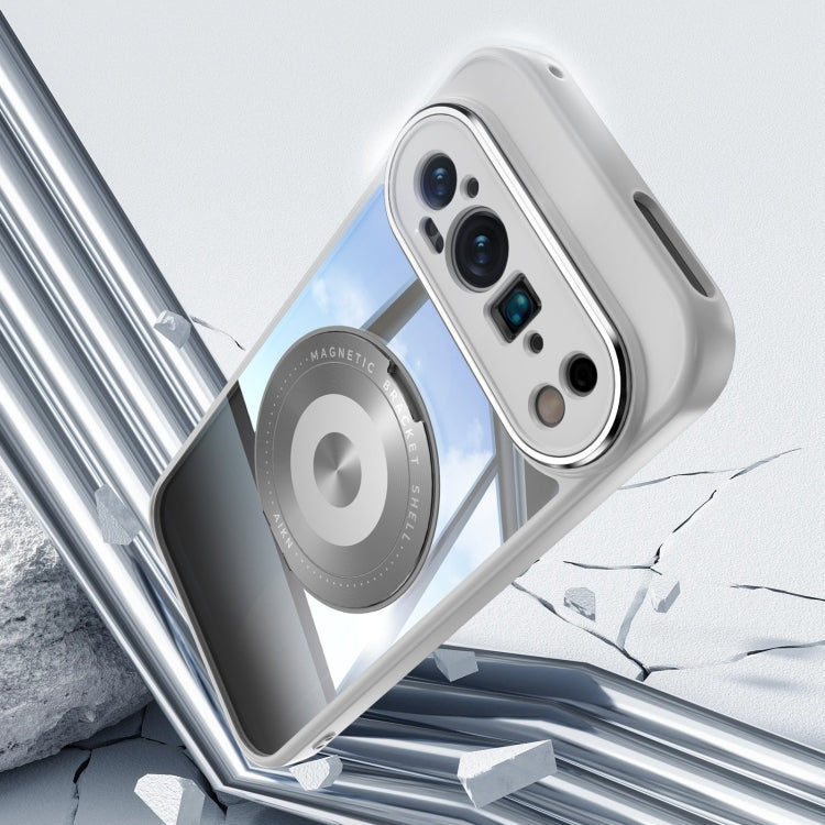 For Google Pixel 9 / 9 Pro 360 Holder Magsafe Acrylic Hybrid TPU Phone Case(Grey) - Google Cases by PMC TechLife | Online Shopping South Africa | PMC TechLife | Buy Now Pay Later Mobicred