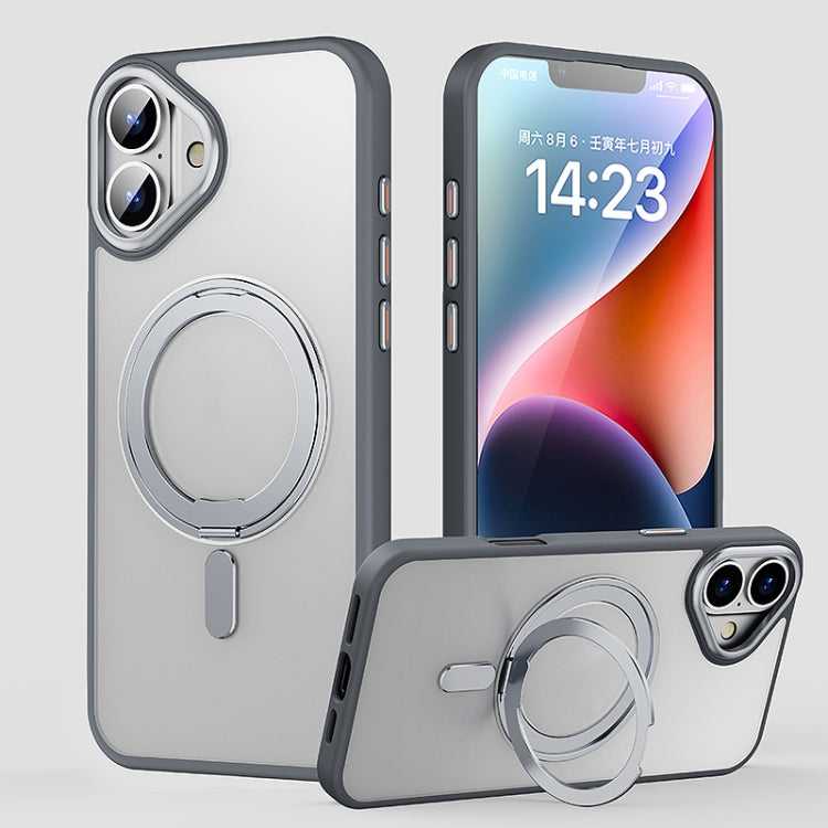 For iPhone 16 360 Rotating MagSafe Magnetic Frosted Phone Case(Grey) - iPhone 16 Cases by PMC Jewellery | Online Shopping South Africa | PMC Jewellery | Buy Now Pay Later Mobicred