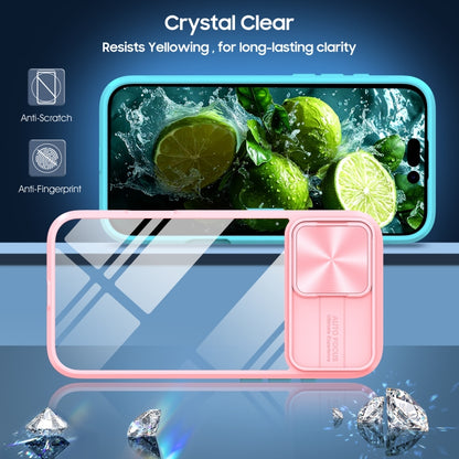 For iPhone 16 Sliding Camshield Acrylic Hybrid TPU Phone Case(Pink Cyan) - iPhone 16 Cases by PMC Jewellery | Online Shopping South Africa | PMC Jewellery | Buy Now Pay Later Mobicred