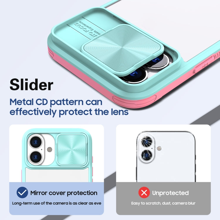 For iPhone 16 Sliding Camshield Acrylic Hybrid TPU Phone Case(Blue Pink) - iPhone 16 Cases by PMC Jewellery | Online Shopping South Africa | PMC Jewellery | Buy Now Pay Later Mobicred