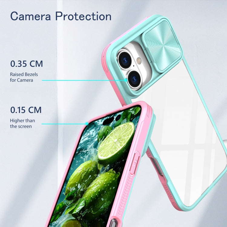 For iPhone 16 Sliding Camshield Acrylic Hybrid TPU Phone Case(Blue Pink) - iPhone 16 Cases by PMC Jewellery | Online Shopping South Africa | PMC Jewellery | Buy Now Pay Later Mobicred