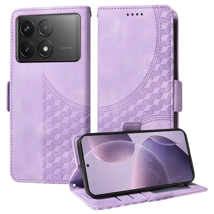 For Redmi K70 / K70 Pro Embossed Rhombus Starry Leather Phone Case(Purple) - K70 Pro Cases by PMC Jewellery | Online Shopping South Africa | PMC Jewellery | Buy Now Pay Later Mobicred