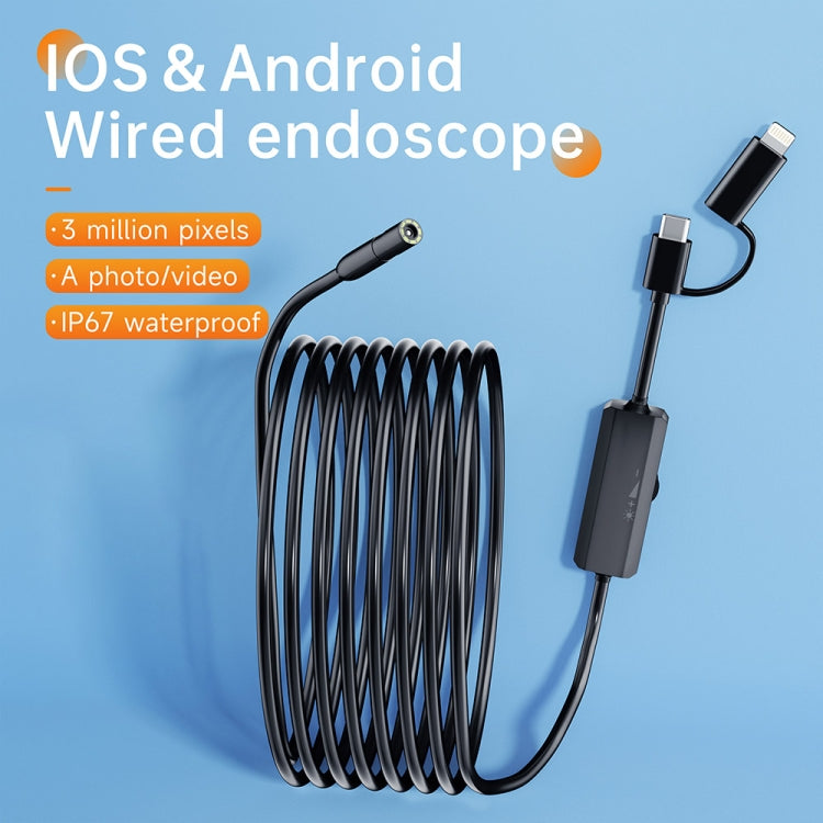 AN112 2 in 1 USB-C / Type-C + 8 Pin Interface 8mm HD Industry Endoscope, Length:2m Hard Tube -  by PMC TechLife | Online Shopping South Africa | PMC TechLife | Buy Now Pay Later Mobicred