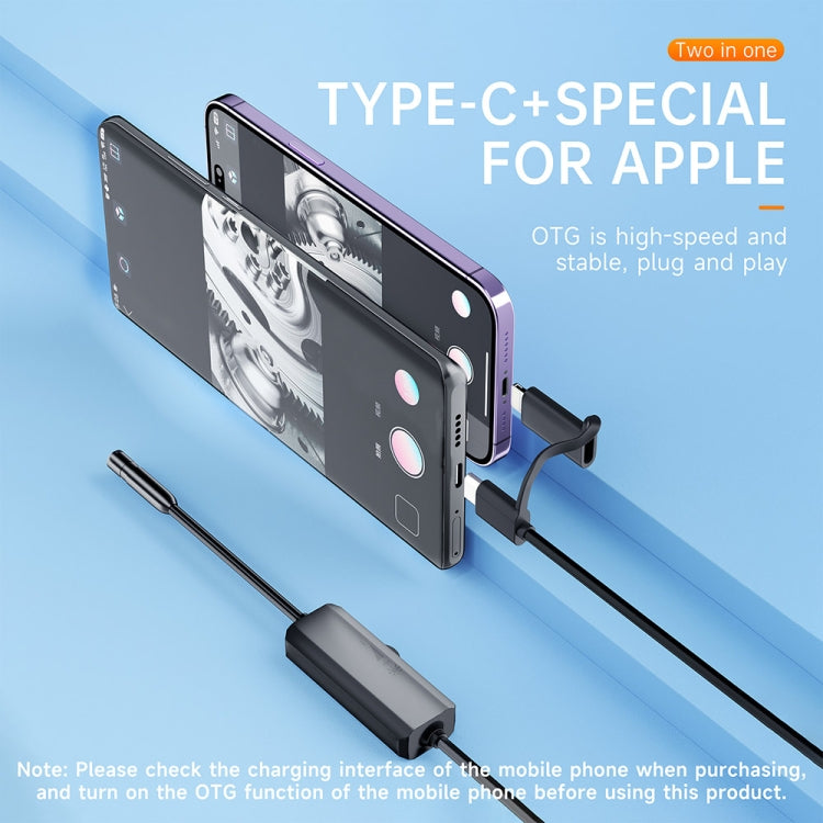 AN112 2 in 1 USB-C / Type-C + 8 Pin Interface 8mm HD Industry Endoscope, Length:5m Hard Tube -  by PMC Jewellery | Online Shopping South Africa | PMC Jewellery | Buy Now Pay Later Mobicred