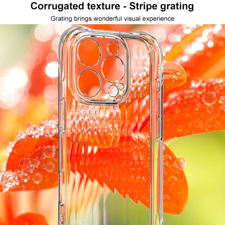 For iPhone 16 Pro Max IMAK Corrugated Texture Airbag TPU Phone Case(Transparent Black) - iPhone 16 Pro Max Cases by imak | Online Shopping South Africa | PMC Jewellery | Buy Now Pay Later Mobicred