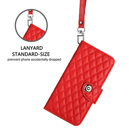 For Redmi K70 Ultra 5G Global Rhombic Texture Flip Leather Phone Case with Lanyard(Red) - Xiaomi Cases by PMC Jewellery | Online Shopping South Africa | PMC Jewellery | Buy Now Pay Later Mobicred