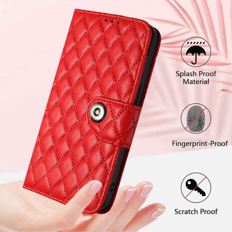 For Redmi K70 Ultra 5G Global Rhombic Texture Flip Leather Phone Case with Lanyard(Red) - Xiaomi Cases by PMC Jewellery | Online Shopping South Africa | PMC Jewellery | Buy Now Pay Later Mobicred