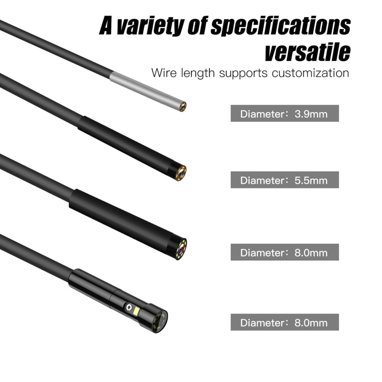 T20 4.3 inch IPS Screen 7.9mm Triple Camera IP67 Waterproof Hard Cable Digital Endoscope, Length:1m(Black Orange) -  by PMC TechLife | Online Shopping South Africa | PMC TechLife | Buy Now Pay Later Mobicred