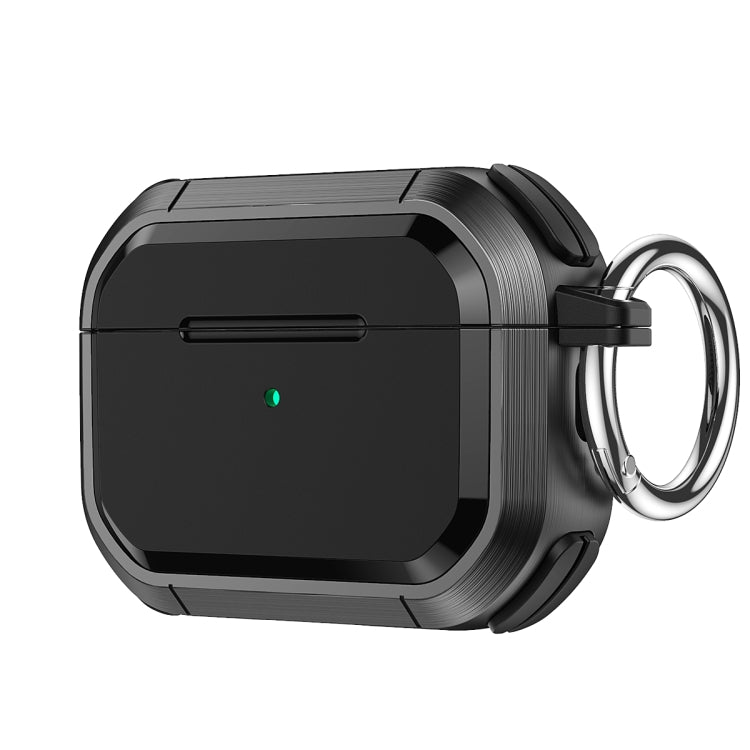For AirPods Pro / Pro 2 Armor TPU + PC Earbuds Box Protective Case with Metal Buckle(Black) - free shipping - PMC Jewellery - Order now!