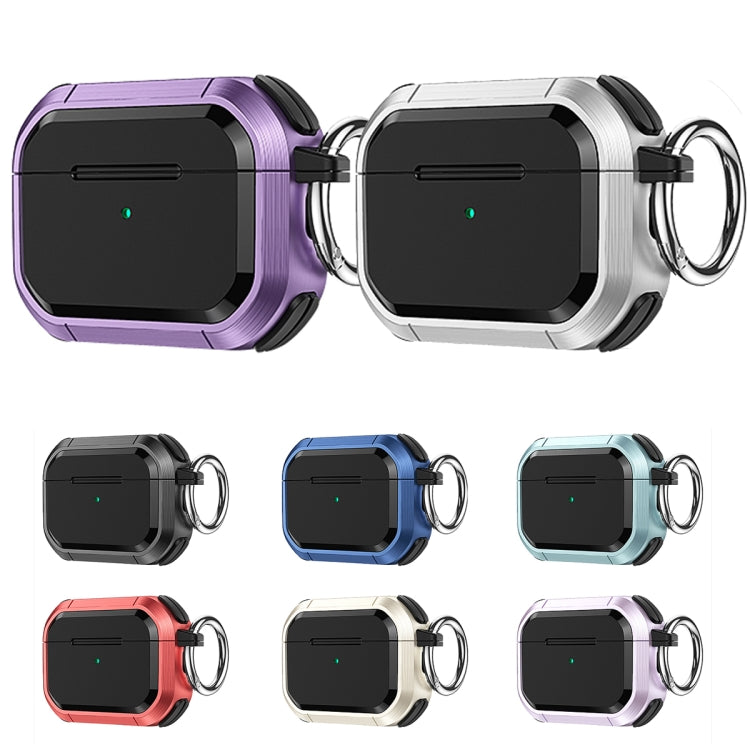 For AirPods Pro / Pro 2 Armor TPU + PC Earbuds Box Protective Case with Metal Buckle(Violet) - For AirPods Pro 2 by PMC Jewellery | Online Shopping South Africa | PMC Jewellery | Buy Now Pay Later Mobicred