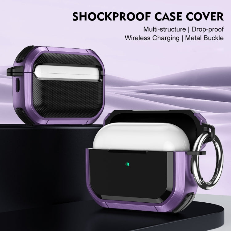 For AirPods Pro / Pro 2 Armor TPU + PC Earbuds Box Protective Case with Metal Buckle(Dark Blue) - For AirPods Pro 2 by PMC Jewellery | Online Shopping South Africa | PMC Jewellery | Buy Now Pay Later Mobicred