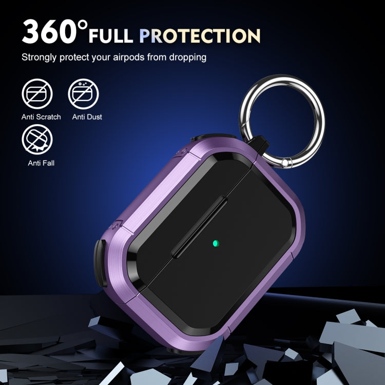 For AirPods Pro / Pro 2 Armor TPU + PC Earbuds Box Protective Case with Metal Buckle(Violet) - For AirPods Pro 2 by PMC Jewellery | Online Shopping South Africa | PMC Jewellery | Buy Now Pay Later Mobicred