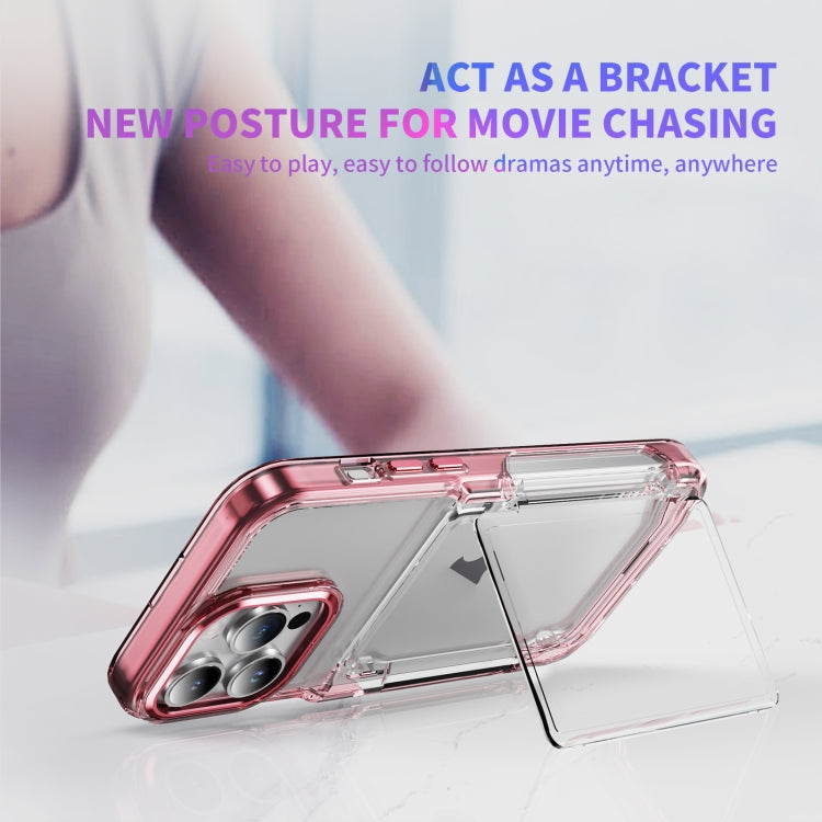 For iPhone 16 Card Holder Acrylic Hybrid TPU Phone Case(Transparent Pink) - iPhone 16 Cases by PMC Jewellery | Online Shopping South Africa | PMC Jewellery | Buy Now Pay Later Mobicred