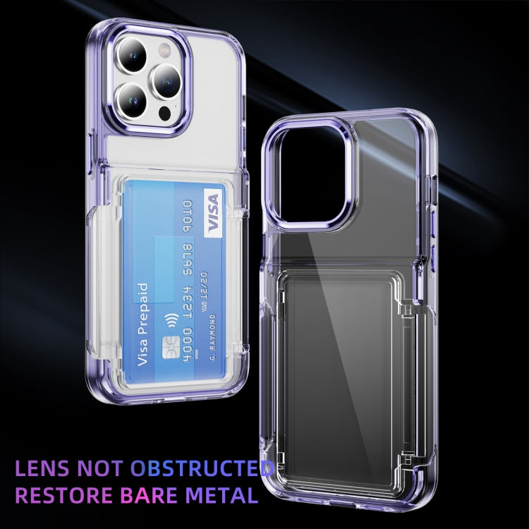 For iPhone 16 Card Holder Acrylic Hybrid TPU Phone Case(Transparent Purple) - iPhone 16 Cases by PMC Jewellery | Online Shopping South Africa | PMC Jewellery | Buy Now Pay Later Mobicred