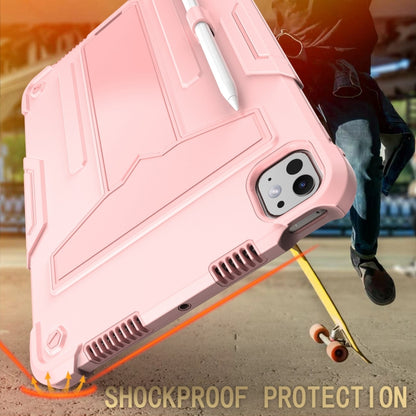 For iPad Pro 11 2024 T Holder Robot Silicone Hybrid PC Tablet Case(Rose Gold) - iPad Pro 11 2024 Cases by PMC Jewellery | Online Shopping South Africa | PMC Jewellery | Buy Now Pay Later Mobicred