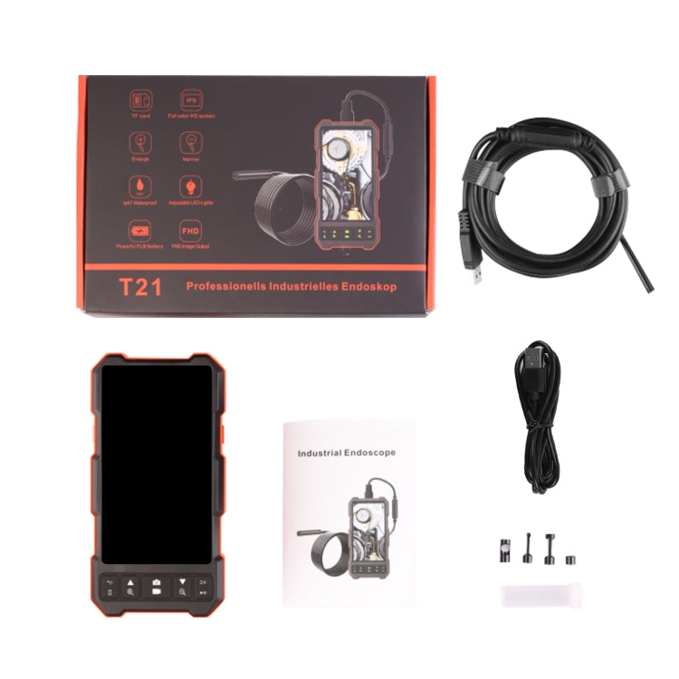 T21 4.5 inch IPS Color Screen 8mm Single Camera Split Hard Cable Industrial Endoscope, Length:10m(Black Red) -  by PMC TechLife | Online Shopping South Africa | PMC TechLife | Buy Now Pay Later Mobicred