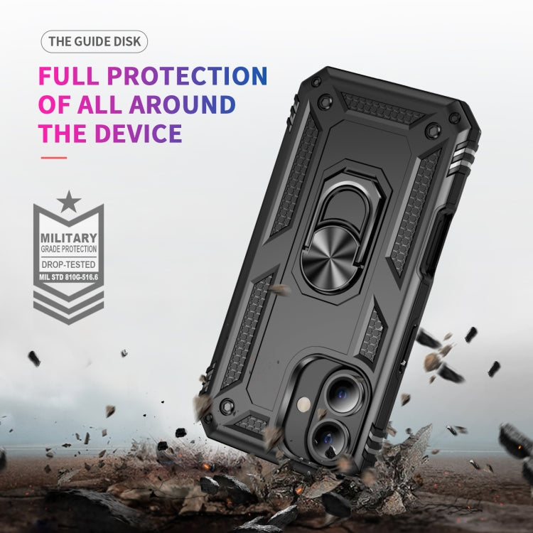 For iPhone 16 Shockproof TPU Hybrid PC Phone Case with Holder(Black) - iPhone 16 Cases by PMC TechLife | Online Shopping South Africa | PMC TechLife | Buy Now Pay Later Mobicred