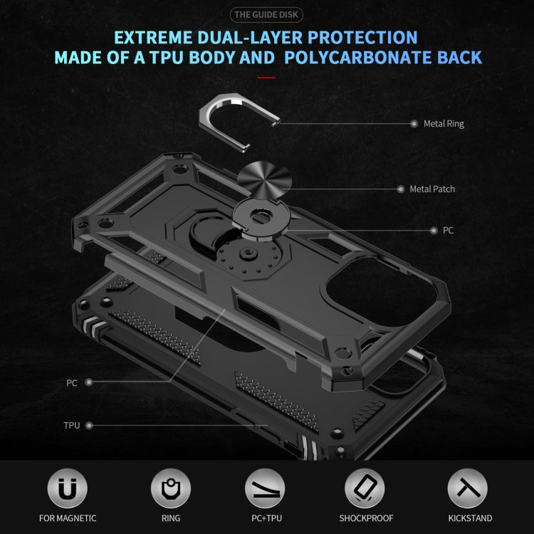 For iPhone 16 Shockproof TPU Hybrid PC Phone Case with Holder(Black) - iPhone 16 Cases by PMC TechLife | Online Shopping South Africa | PMC TechLife | Buy Now Pay Later Mobicred