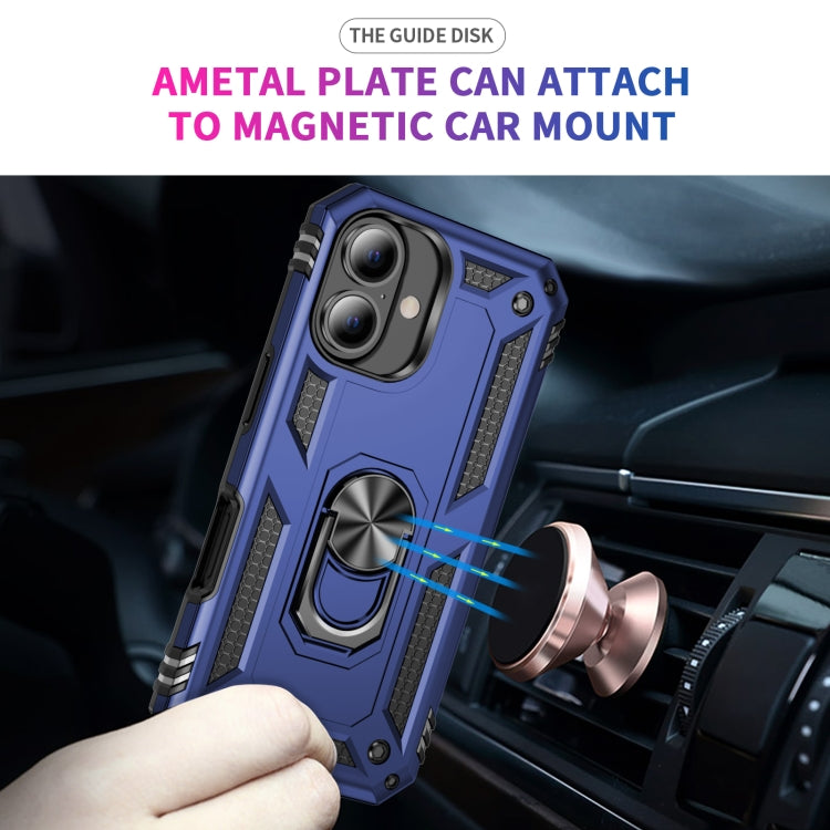 For iPhone 16 Shockproof TPU Hybrid PC Phone Case with Holder(Blue) - iPhone 16 Cases by PMC TechLife | Online Shopping South Africa | PMC TechLife | Buy Now Pay Later Mobicred