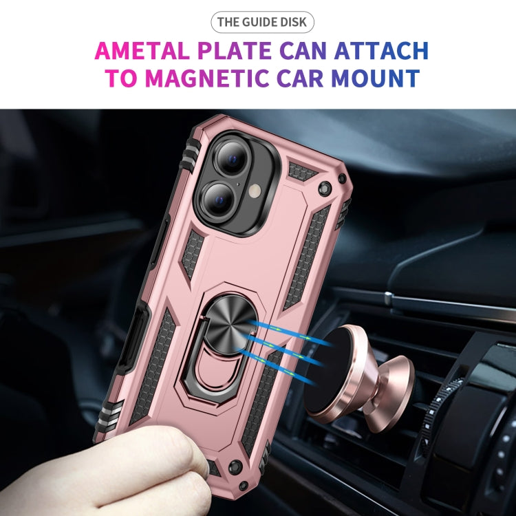 For iPhone 16 Shockproof TPU Hybrid PC Phone Case with Holder(Rose Gold) - iPhone 16 Cases by PMC Jewellery | Online Shopping South Africa | PMC Jewellery | Buy Now Pay Later Mobicred