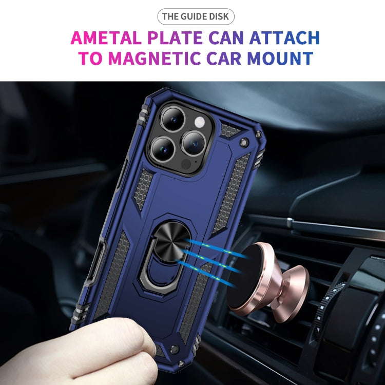 For iPhone 16 Pro Shockproof TPU Hybrid PC Phone Case with Holder(Blue) - iPhone 16 Pro Cases by PMC Jewellery | Online Shopping South Africa | PMC Jewellery | Buy Now Pay Later Mobicred