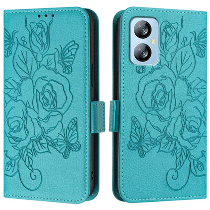 For Blackview A52 Embossed Rose RFID Anti-theft Leather Phone Case(Light Blue) - More Brand by PMC Jewellery | Online Shopping South Africa | PMC Jewellery | Buy Now Pay Later Mobicred