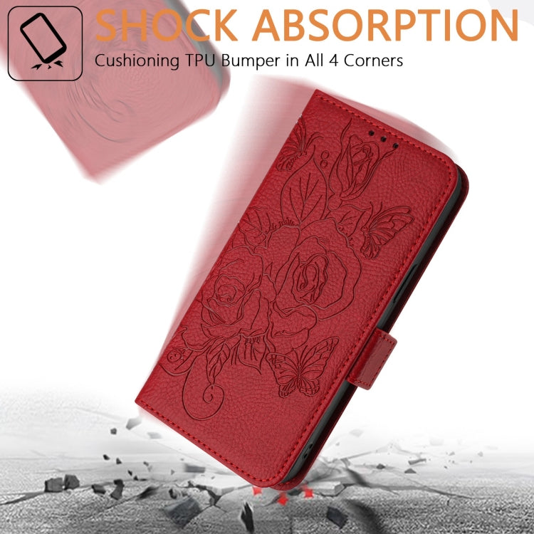 For Blackview A53 Embossed Rose RFID Anti-theft Leather Phone Case(Red) - More Brand by PMC Jewellery | Online Shopping South Africa | PMC Jewellery | Buy Now Pay Later Mobicred