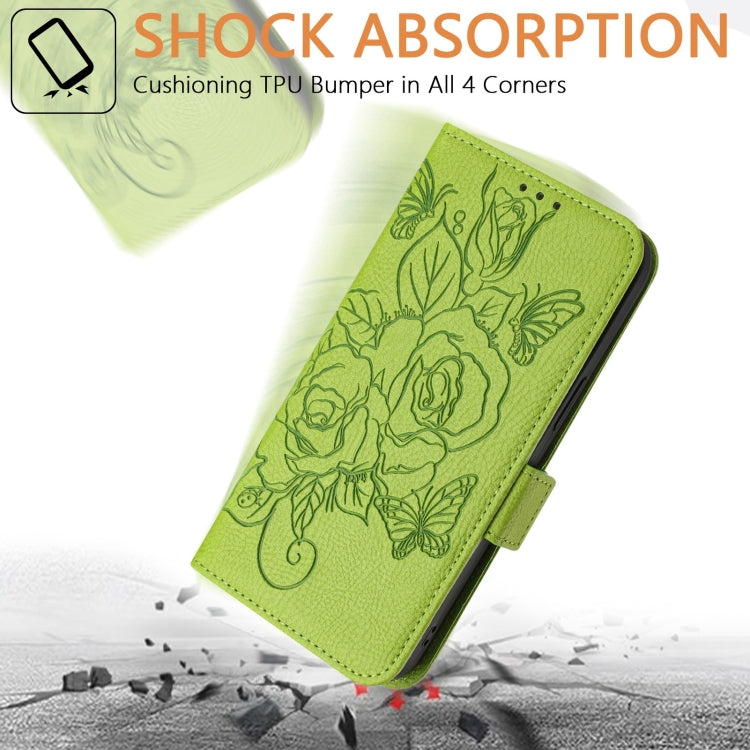 For Blackview Color 8 / Oscal Modern 8 Embossed Rose RFID Anti-theft Leather Phone Case(Green) - More Brand by PMC Jewellery | Online Shopping South Africa | PMC Jewellery | Buy Now Pay Later Mobicred