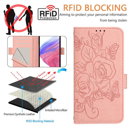 For Blackview WAVE 6C Embossed Rose RFID Anti-theft Leather Phone Case(Pink) - More Brand by PMC Jewellery | Online Shopping South Africa | PMC Jewellery | Buy Now Pay Later Mobicred