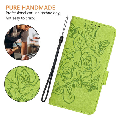 For Google Pixel 9 / 9 Pro Embossed Rose RFID Anti-theft Leather Phone Case(Green) - Google Cases by PMC Jewellery | Online Shopping South Africa | PMC Jewellery | Buy Now Pay Later Mobicred