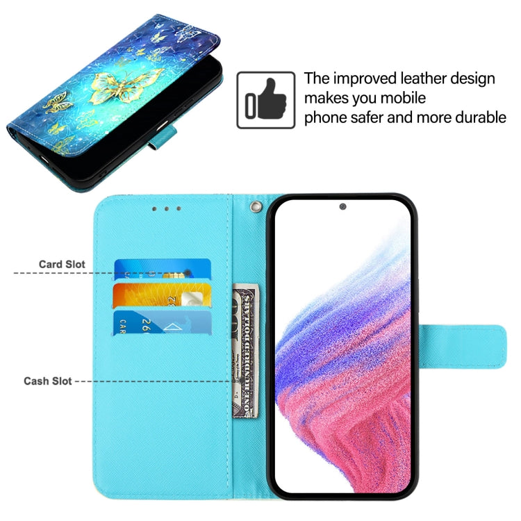 For Blackview A52 3D Painting Horizontal Flip Leather Phone Case(Golden Butterfly) - More Brand by PMC TechLife | Online Shopping South Africa | PMC TechLife | Buy Now Pay Later Mobicred