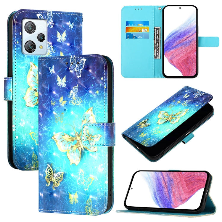 For Blackview A53 3D Painting Horizontal Flip Leather Phone Case(Golden Butterfly) - More Brand by PMC TechLife | Online Shopping South Africa | PMC TechLife | Buy Now Pay Later Mobicred