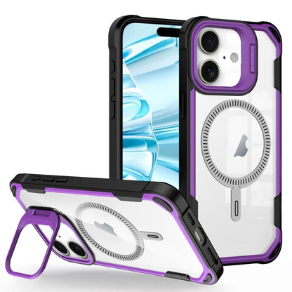 For iPhone 16 Transparent Acrylic MagSafe Lens Holder Phone Case(Purple) - iPhone 16 Cases by PMC Jewellery | Online Shopping South Africa | PMC Jewellery | Buy Now Pay Later Mobicred