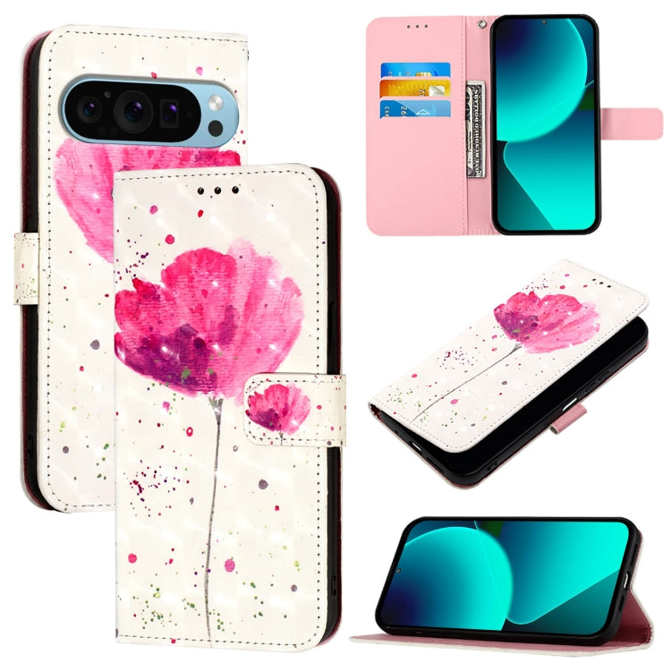 For Google Pixel 9 Pro XL 3D Painting Horizontal Flip Leather Phone Case(Flower) - Google Cases by PMC Jewellery | Online Shopping South Africa | PMC Jewellery | Buy Now Pay Later Mobicred