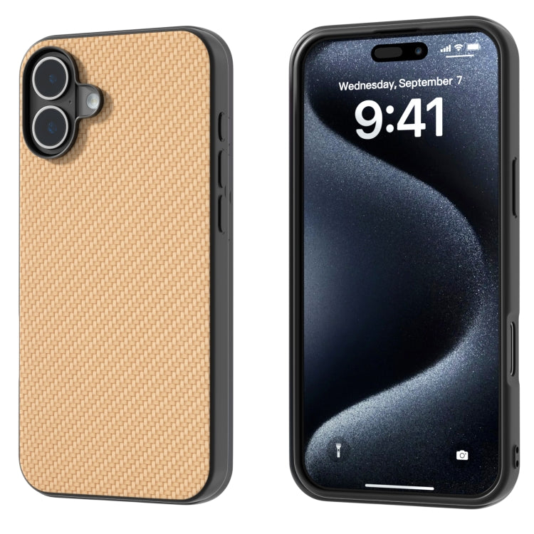 For iPhone 16 Carbon Fiber Texture Protective Phone Case(Gold) - iPhone 16 Cases by PMC TechLife | Online Shopping South Africa | PMC TechLife | Buy Now Pay Later Mobicred