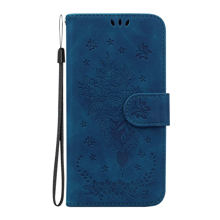 For Redmi K70 / K70 Pro Butterfly Rose Embossed Leather Phone Case(Blue) - K70 Cases by PMC Jewellery | Online Shopping South Africa | PMC Jewellery | Buy Now Pay Later Mobicred