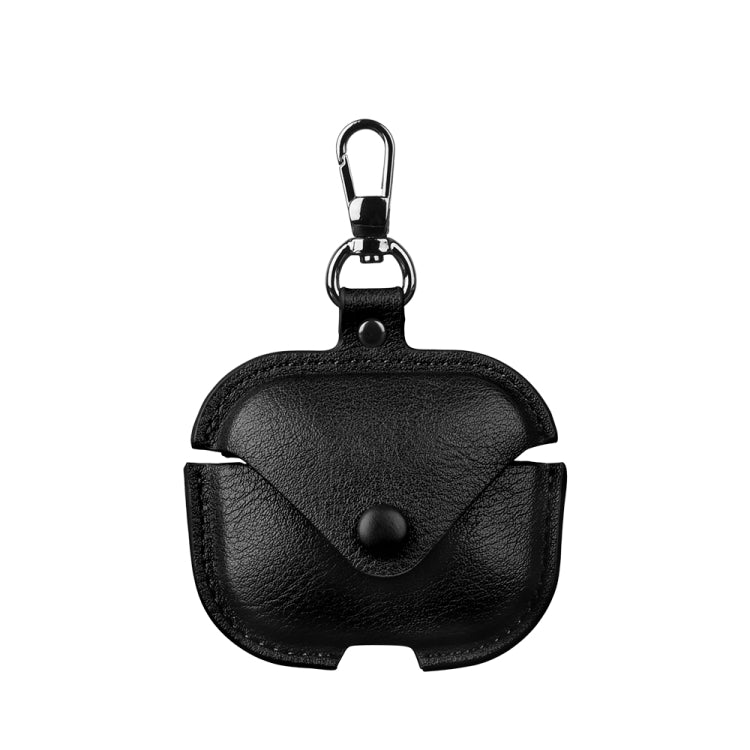 For Redmi Buds 5 Business Leather Earphone Protective Case with Hook(Black) - Xiaomi Earphone Case by PMC Jewellery | Online Shopping South Africa | PMC Jewellery | Buy Now Pay Later Mobicred