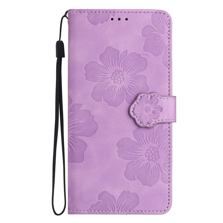 For Samsung Galaxy S25 5G Flower Embossing Pattern Leather Phone Case(Purple) - Galaxy S25 5G Cases by PMC Jewellery | Online Shopping South Africa | PMC Jewellery | Buy Now Pay Later Mobicred