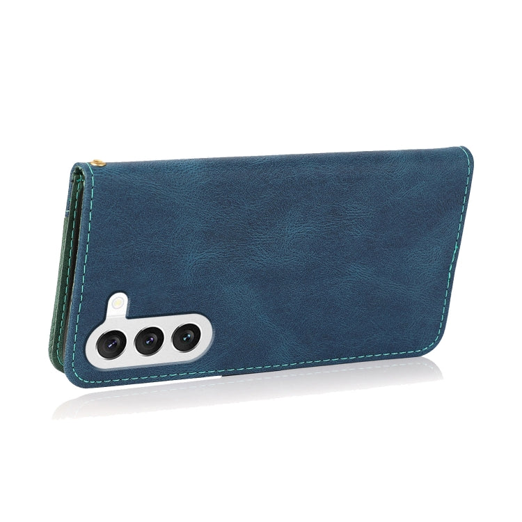 For Samsung Galaxy S25+ 5G Dual-color Stitching Leather Phone Case(Blue Green) - Galaxy S25+ 5G Cases by PMC Jewellery | Online Shopping South Africa | PMC Jewellery | Buy Now Pay Later Mobicred