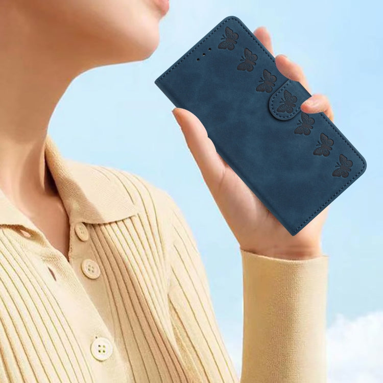 For Samsung Galaxy S25 5G Seven Butterflies Embossed Leather Phone Case(Blue) - Galaxy S25 5G Cases by PMC Jewellery | Online Shopping South Africa | PMC Jewellery | Buy Now Pay Later Mobicred