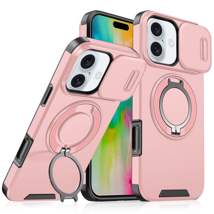 For iPhone 16 Plus Sliding Camshield Ring Holder Phone Case(Pink) - iPhone 16 Plus Cases by PMC TechLife | Online Shopping South Africa | PMC TechLife | Buy Now Pay Later Mobicred