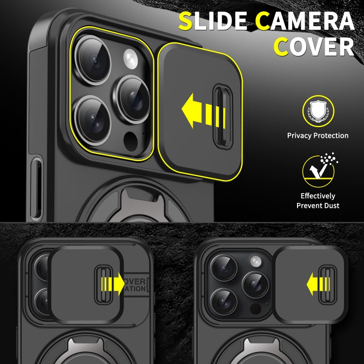 For iPhone 16 Plus Sliding Camshield Ring Holder Phone Case(Black) - iPhone 16 Plus Cases by PMC TechLife | Online Shopping South Africa | PMC TechLife | Buy Now Pay Later Mobicred