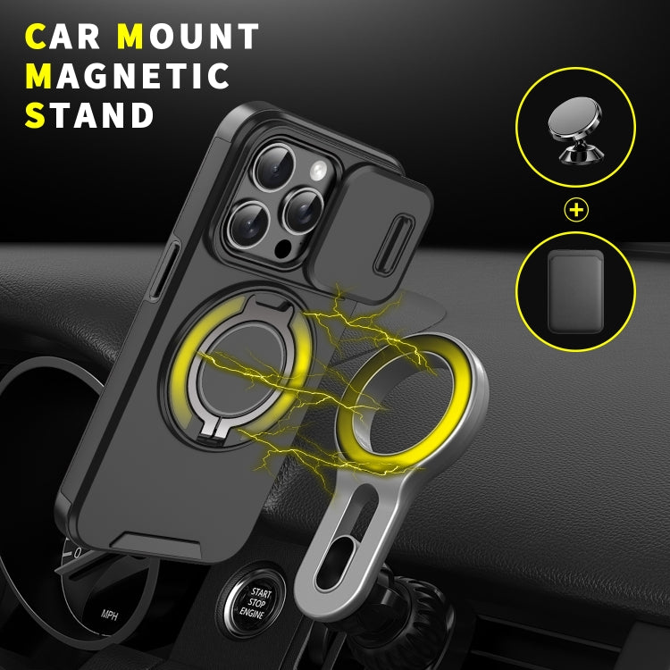 For iPhone 16 Sliding Camshield Ring Holder Phone Case(Black) - iPhone 16 Cases by PMC Jewellery | Online Shopping South Africa | PMC Jewellery | Buy Now Pay Later Mobicred