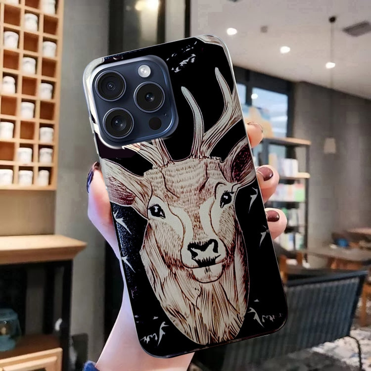 For iPhone 16 Pro Colored Drawing Pattern TPU Phone Case(Deer) - iPhone 16 Pro Cases by PMC Jewellery | Online Shopping South Africa | PMC Jewellery | Buy Now Pay Later Mobicred