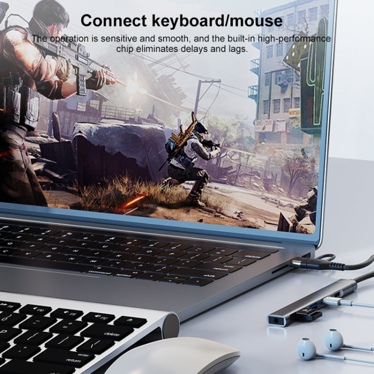 5 in 2 Multi-function HUB Adapter, Interface:USB-C / Type-C + USB-A(Silver) - USB HUB by PMC Jewellery | Online Shopping South Africa | PMC Jewellery | Buy Now Pay Later Mobicred