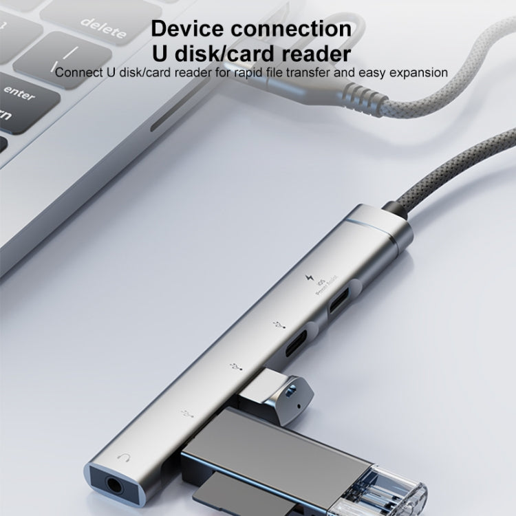 5 in 2 Multi-function HUB Adapter, Interface:USB-C / Type-C + USB-A(Silver) - USB HUB by PMC Jewellery | Online Shopping South Africa | PMC Jewellery | Buy Now Pay Later Mobicred