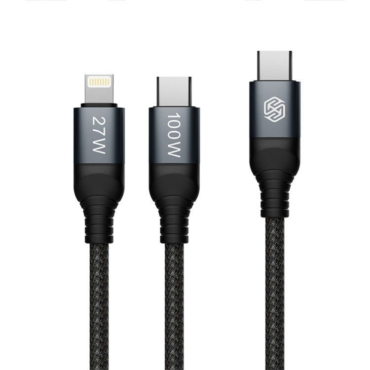 NILLKIN PD3.0 100W/27W USB-C / Type-C to USB-C / Type-C + 8 Pin Dual Power Fast Charging Data Cable, Length: 1.5m - 2 in 1 Cable by NILLKIN | Online Shopping South Africa | PMC Jewellery | Buy Now Pay Later Mobicred