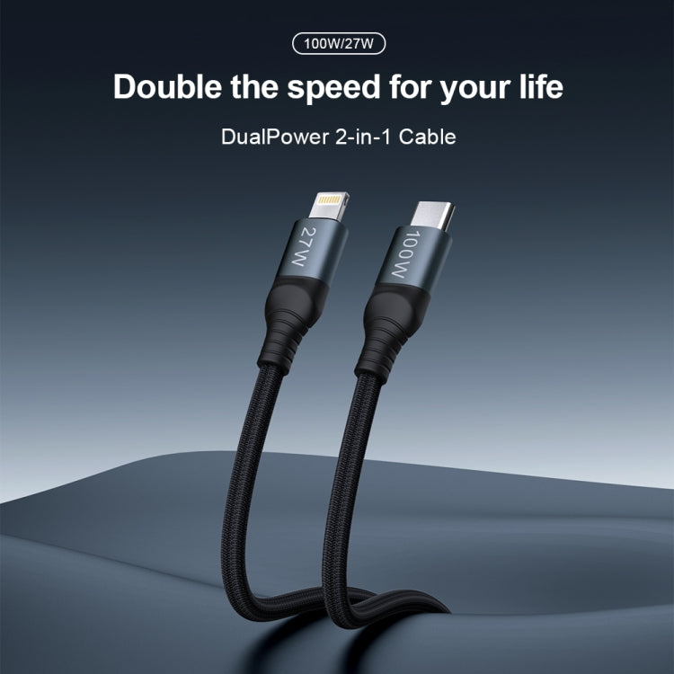 NILLKIN PD3.0 100W/27W USB-C / Type-C to USB-C / Type-C + 8 Pin Dual Power Fast Charging Data Cable, Length: 1.5m - 2 in 1 Cable by NILLKIN | Online Shopping South Africa | PMC Jewellery | Buy Now Pay Later Mobicred