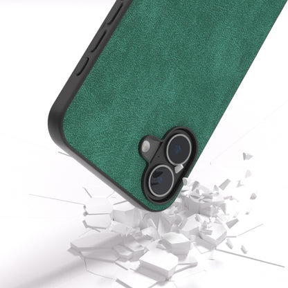 For iPhone 16 Plus Black Frame PU Leather Full Coverage Phone Case(Green) - iPhone 16 Plus Cases by PMC Jewellery | Online Shopping South Africa | PMC Jewellery | Buy Now Pay Later Mobicred