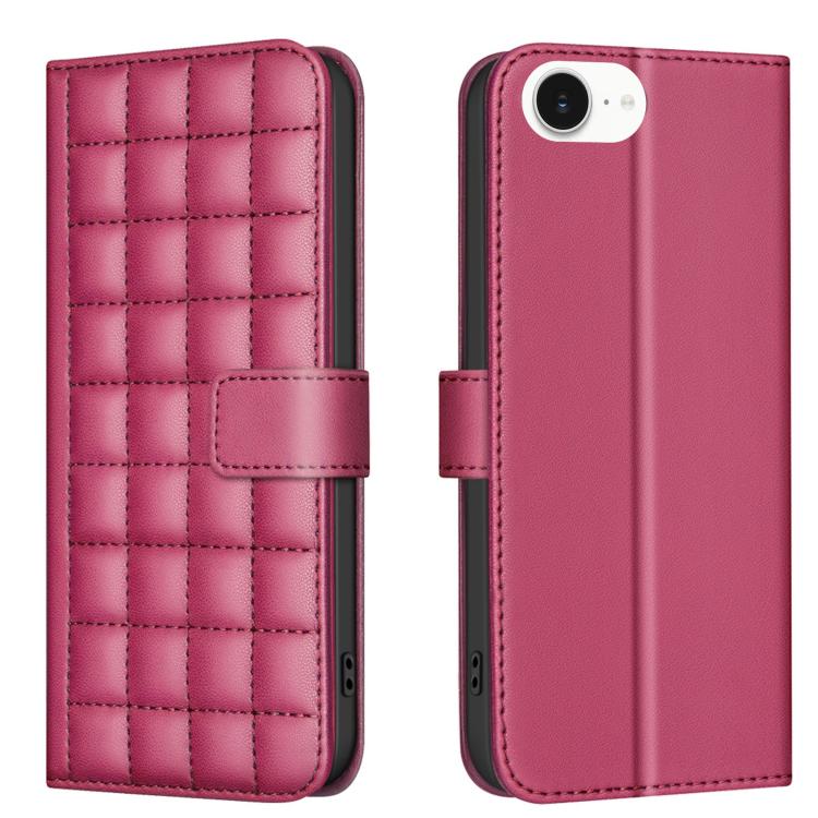 For iPhone 16e Square Texture Leather Phone Case(Red) - iPhone 16e Cases by PMC TechLife | Online Shopping South Africa | PMC TechLife | Buy Now Pay Later Mobicred